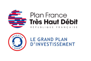 Logo Plan France Très Haut Débit République Française et logo Investir l’avenir, Le grand plan d’investissement