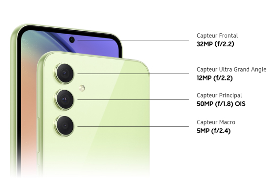 Samsung Galaxy A54 5G Triple capteur photo et selfie 32MP